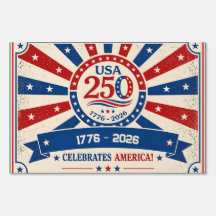 Vintage America 250 Yardskylt Patriotisk USA Celeb