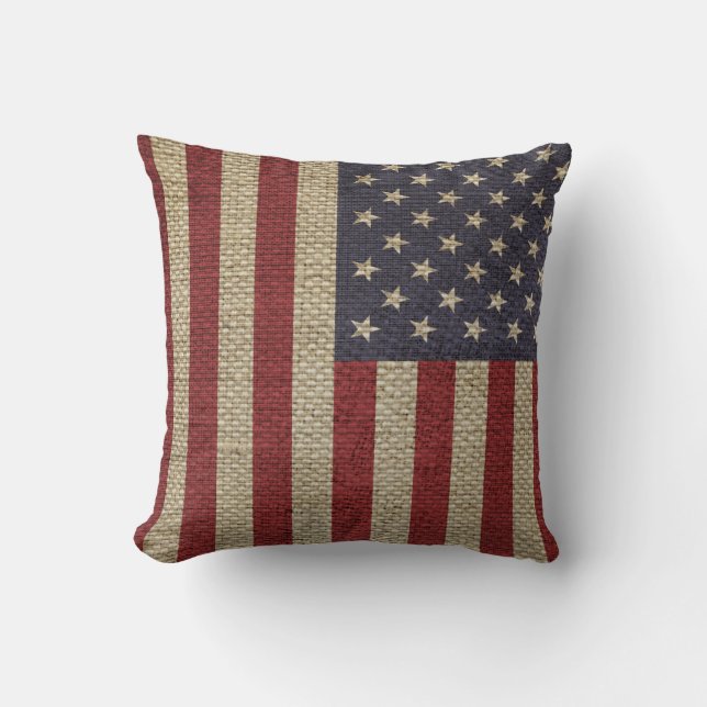 Vintage America Flagga Kudde (Framsida)