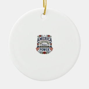 Vintage America Frihet Patriotisk Shirt Design_1 Julgransprydnad Keramik
