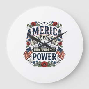 Vintage America Frihet Patriotisk Shirt Design_1 Stor Klocka