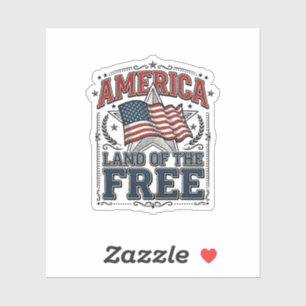 Vintage America Land Of The Free Patriotisk Tröja  Klistermärken