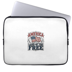 Vintage America Land Of The Free Patriotisk Tröja  Laptop Fodral
