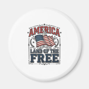 Vintage America Land Of The Free Patriotisk Tröja Magnet