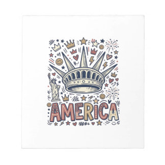 Vintage America Liberty Crown Patriotisk T-Shirt D Anteckningsblock