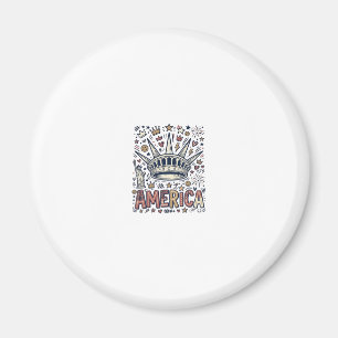 Vintage America Liberty Crown Patriotisk T-Shirt D Magnet