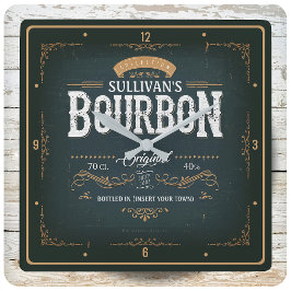 Vintage American Bourbon Personlig Whiskey Pub Fyrkantig Klocka