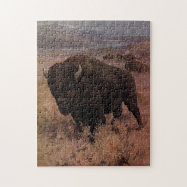 Vintage American Buffalo Painting (1909) Pussel (Vertikal)