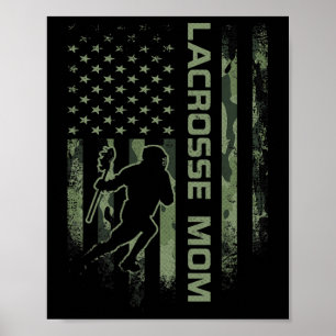Vintage American Camo Flagga Proud Lacrosse Mamma Poster