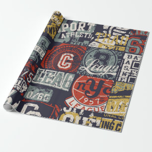 Vintage American College sport badges patchwork Presentpapper