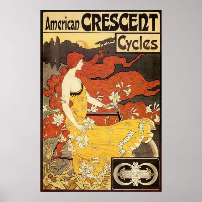 Vintage American Crescent Cycles Advertisement Poster (Framsidan)