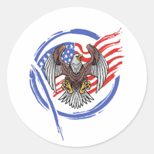 Vintage American Eagle med Grunge Flagga Circle Runt Klistermärke