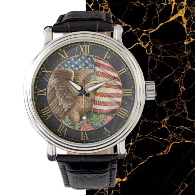 Vintage American Eagle Watch, American Flagga/USA Armbandsur (Vintage American Flag Watch / American Eagle)