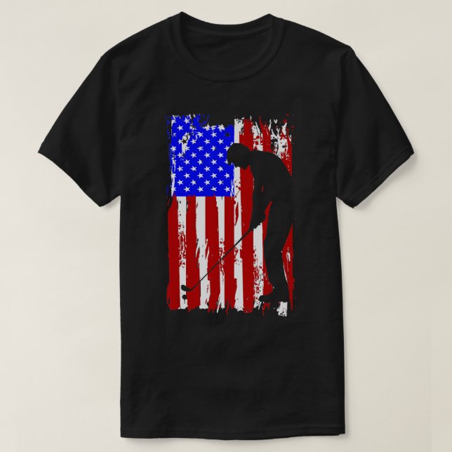 Vintage American Flag Golf Men Women  T Shirt (Design framsida)