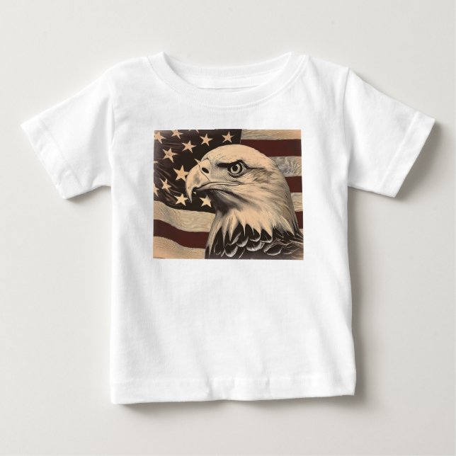 Vintage American Flag with Bald Eagle  T Shirt (Framsida)