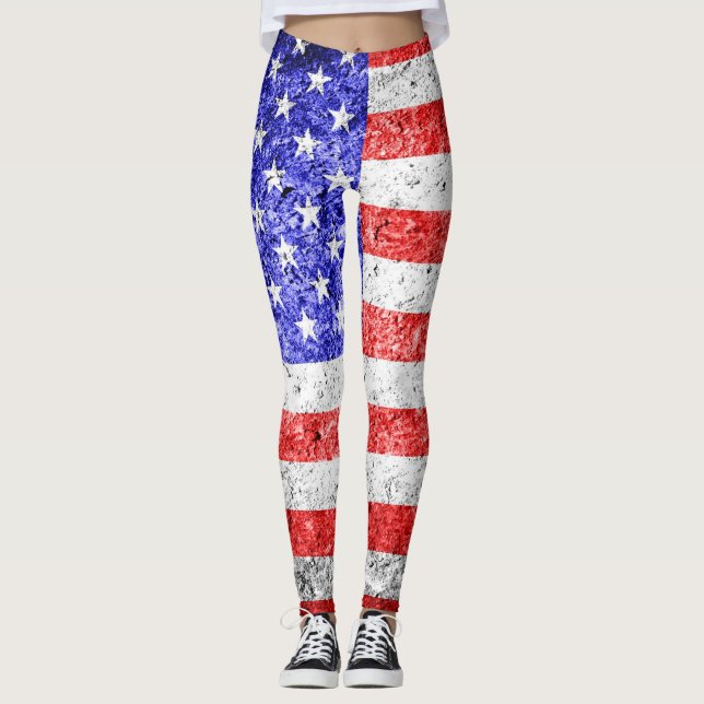 Vintage American Flagga #12 Leggings (Framsida)