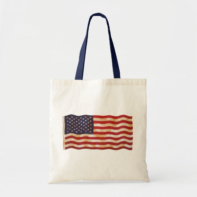Vintage American Flagga 13 Bag Tygkasse (Framsidan)