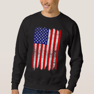 Vintage American Flagga 4 juli USA Patriotic M Lång Ärmad Tröja