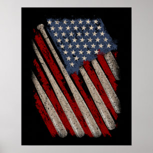 Vintage American Flagga Baseball Poster