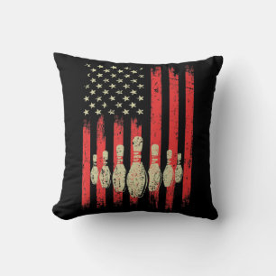 Vintage American Flagga Bowling Stift Patriotic Bo Kudde