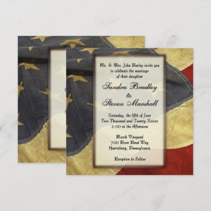 Vintage American Flagga bröllop bjudanden Inbjudningar
