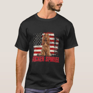Vintage American Flagga Cocker Spain Hund älskare T Shirt