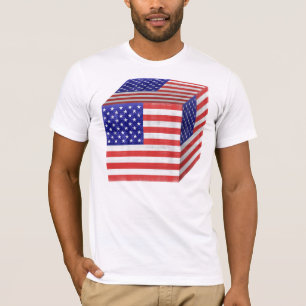 Vintage American Flagga Cube T-shirt