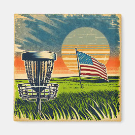 Vintage American Flagga Disk Golf Vintage Sol Magnet