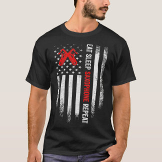 Vintage American Flagga Eat Ssov Saophone Repeat S T Shirt