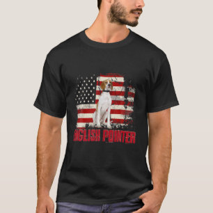 Vintage American Flagga English Pointer Hund älska T Shirt