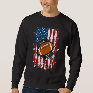 Vintage American Flagga Football Patriotic US Flag Lång Ärmad Tröja