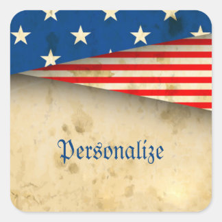 Vintage American Flagga Fyrkantigt Klistermärke