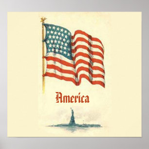 Vintage American Flagga Gratitude Poster