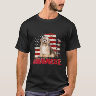 Vintage American Flagga Havanese Hund älskare T Shirt