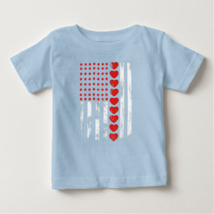 Vintage American Flagga Heart Family Matching-enhe T Shirt
