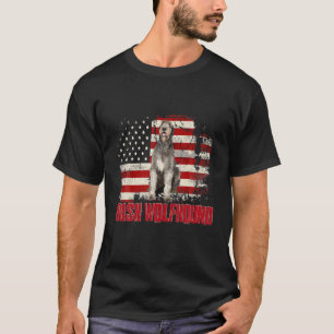 Vintage American Flagga Irish Wolfhound Hund älska T Shirt