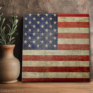 Vintage American Flagga Kakelplatta