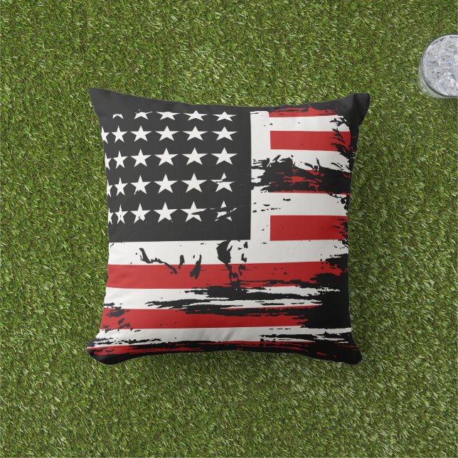 Vintage American Flagga Kudde (Gräs)