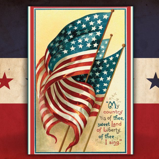 Vintage American Flagga Land Liberty Patriotic Julkort (Vintage American Flag Land of Liberty Patriotic Holiday Card)