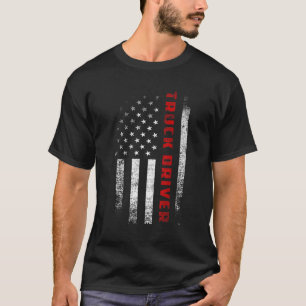 Vintage American Flagga Lastbil Driver Apparel Pat T Shirt