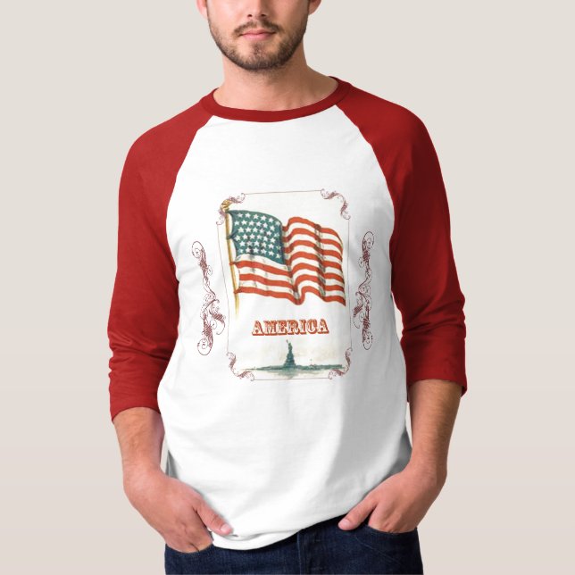 Vintage American Flagga Manar Shirt Tee (Framsida)