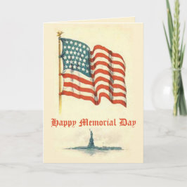 Vintage American Flagga Memorial Day Card Kort