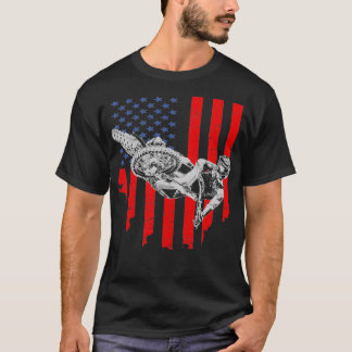 Vintage American Flagga Motocross  T Shirt