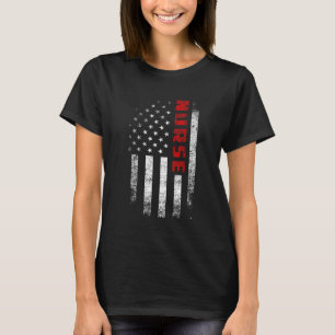 Vintage American Flagga Nurse Apparel Patriot Usa T Shirt