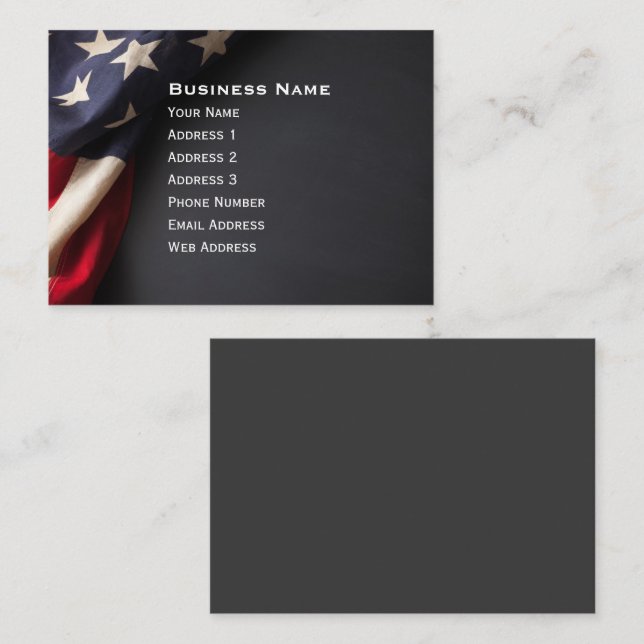 Vintage American Flagga på Chalkboard Visitkort (Fram/baksida)