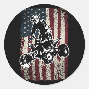 Vintage American Flagga Patriotic Quad Bike Rider Runt Klistermärke
