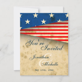 Vintage American Flagga Patriotic US Bröllop Inbjudningar