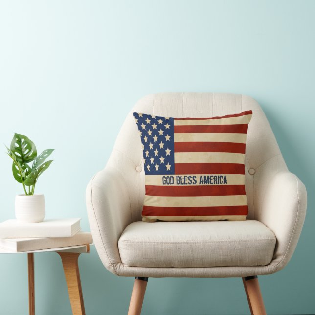 Vintage American Flagga Pillow Kudde (Stol)