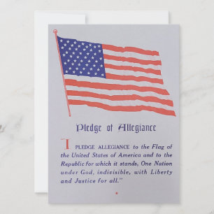 Vintage American Flagga Pledge of Allegiance Julkort