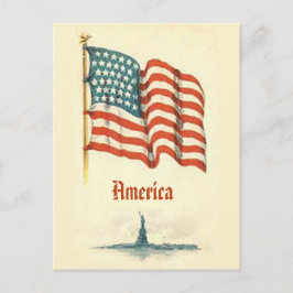 Vintage American Flagga Postcard Vykort