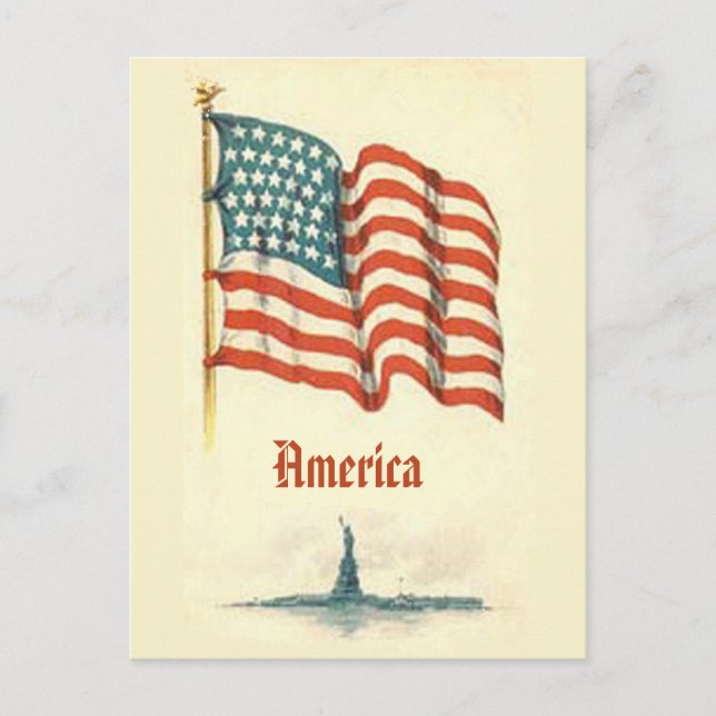 Vintage American Flagga Postcard Vykort (Framsida)